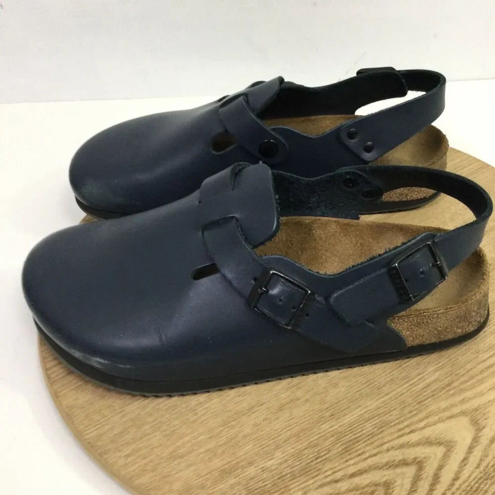 Birkenstock Women's Tokio Super Grip Professional Leather Clogs Blue Sz 8.5 - Picture 4 of 14